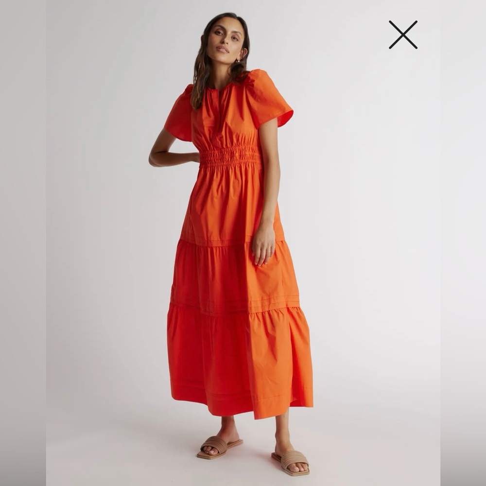 Quince Organic Poplin Tiered Maxi Dress.
